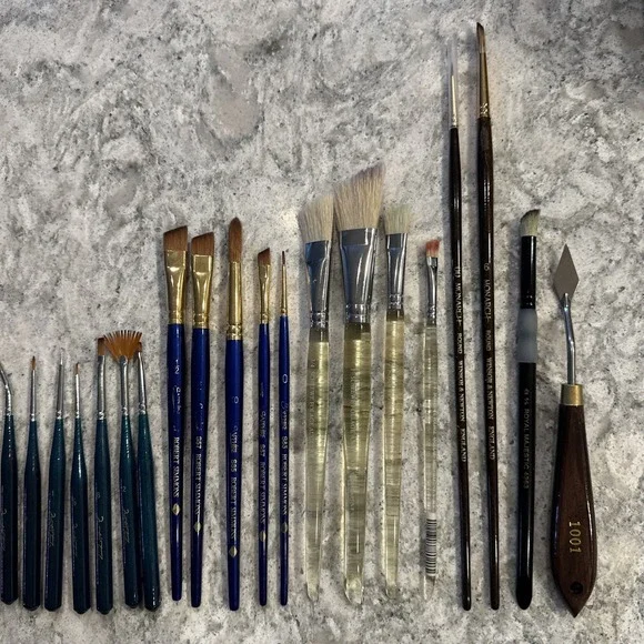 Lot Of Vintage Oil Paint Brushes 40 Winsor & Newton Robert Simmons Master Touch - Picture 2 of 16